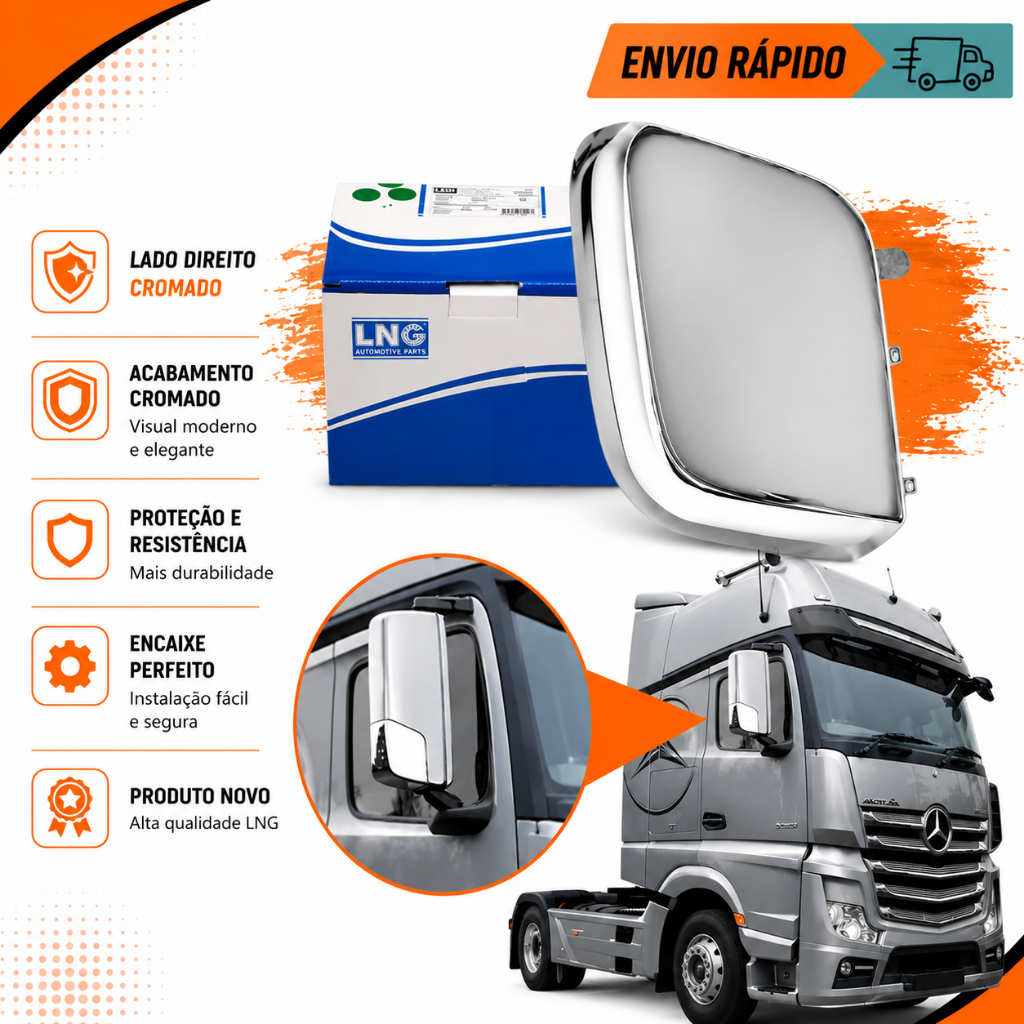 Capa Espelho Retrovisor Actros Mp4 Lado Direito  Cromado