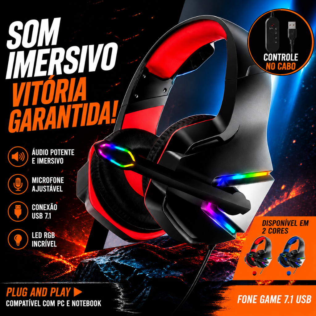 Fone de ouvido Gamer Com Microfone Headset entrada P2