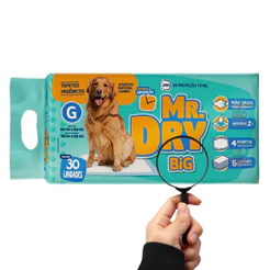30un de Tapete Higiênico Mr Dry Big 80x60cm MAIOR ÁREA DE ABSORÇÃO (70x50cm)