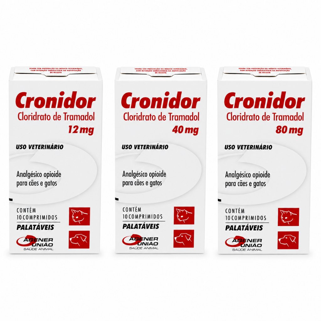 Cronidor 12mg, 40mg e 80mg - 10 compr para Cães e Gatos Agener