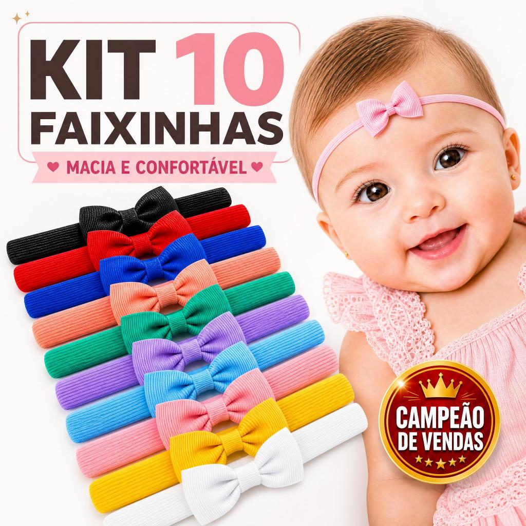Kit 10 Lacinhos Bebê Faixinha Maternidade Tiarinha Enxoval