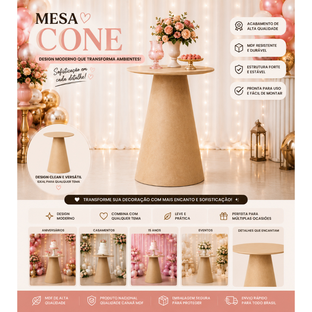 Mesa Cone, só base ou só tampo.