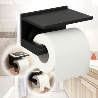 Suporte Papel Higiênico com Prateleira para Celular Objetos Parede Banheiro Lavabo Kit Instalação