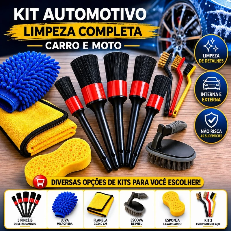 "Limpeza Perfeita: Kit Automotivo por R$16,90! 🚗"
