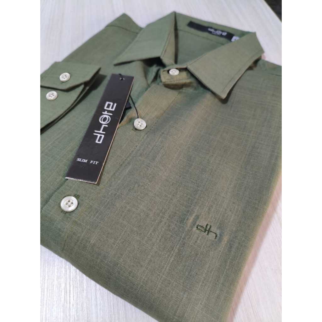 Camisa Social Masculina Manga Longa Algodão Slim Alta Qualidade Linho