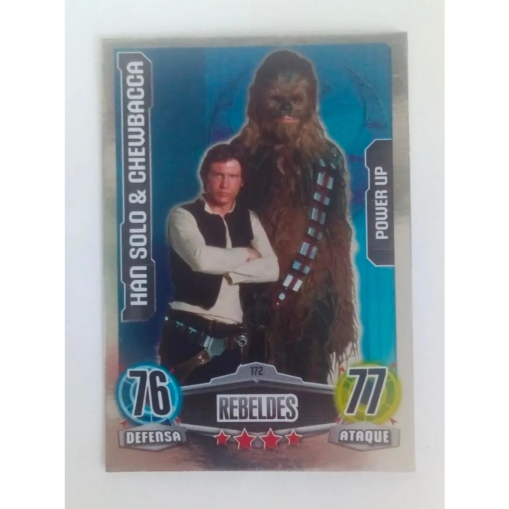 Card dupla Han Solo e Chewbacca Star Wars Álbum Livro Force Attax brilhante