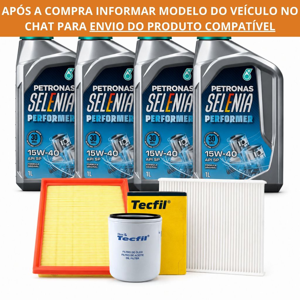 Kit Troca de Óleo Selenia Performer  15W40 + Filtro de Óleo, Filtro de Ar, Filtro de Ar Condicionado
