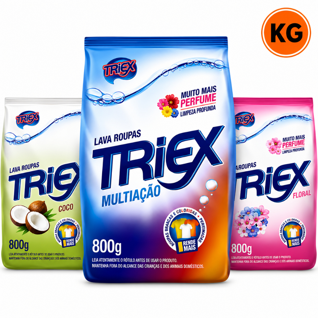 Sabão em Pó Triex Multiação 800g Kit 5 Unidades – Lava Roupas Concentrado com Alta Performance