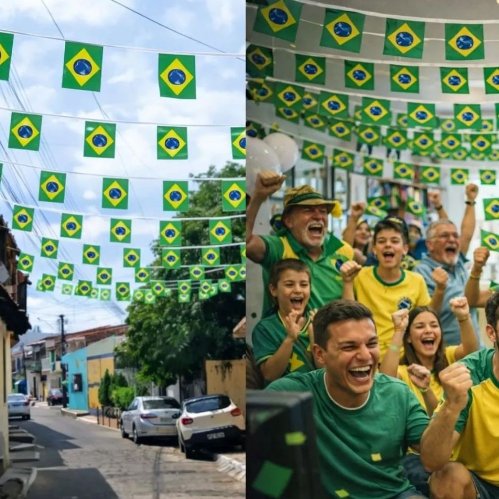 Bandeirinhas Brasil Copa Do Mundo Futebol Decoração Festa Verde Amarelo Torcida