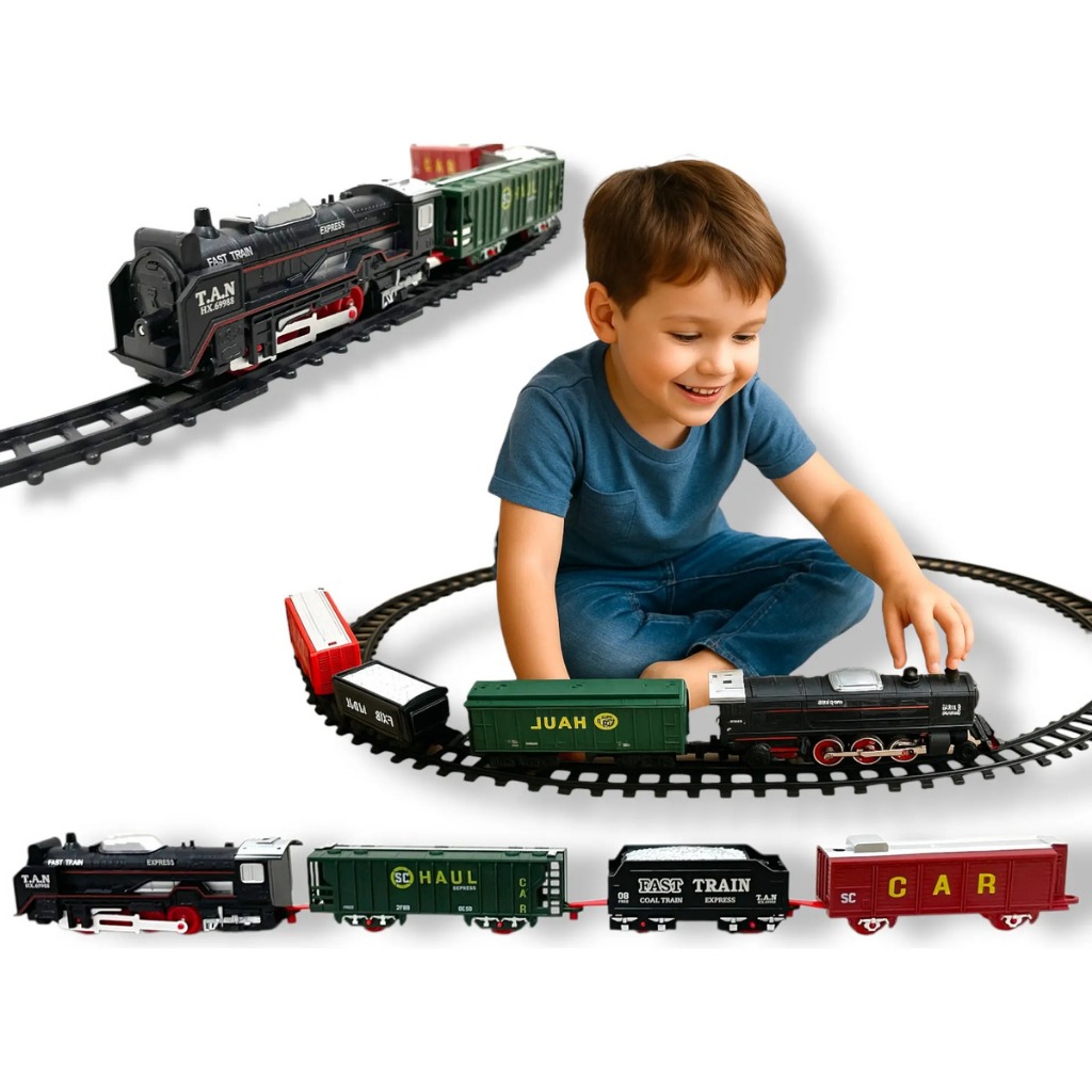 Trenzinho Locomotiva Ferrorama A Pilha Trilhos 19 Peças Brinquedo