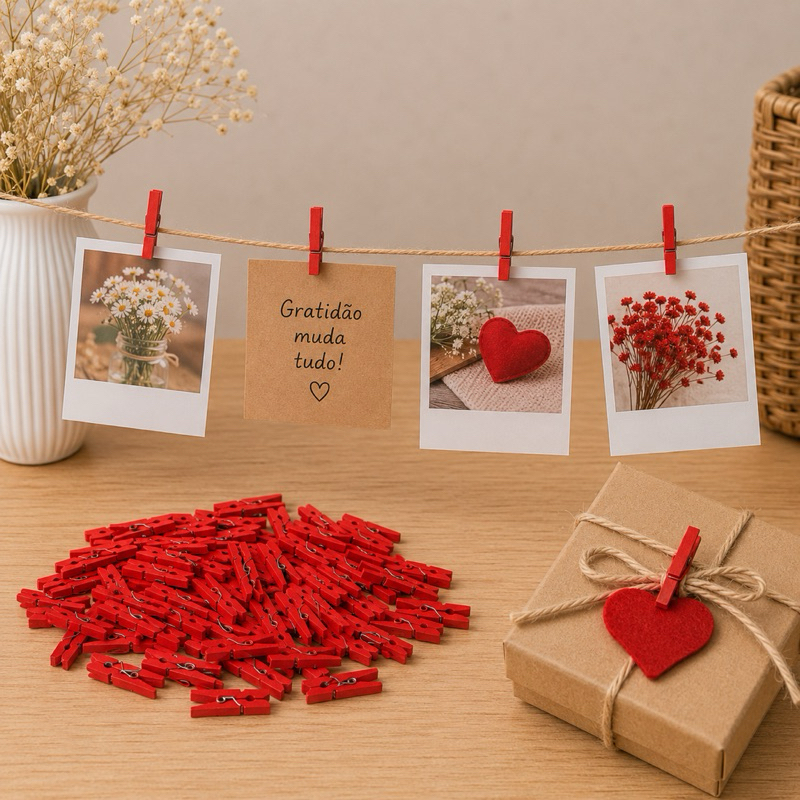 Mini Prendedores Decorativos Coloridos 2,5cm Kit com 50 Unidades