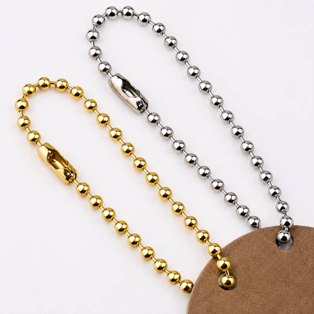 KIT Corrente De Bolinha Com Fecho De Canoa 10cm Para Tag, Chaveiro, Brindes, Etiquetas De Roupas