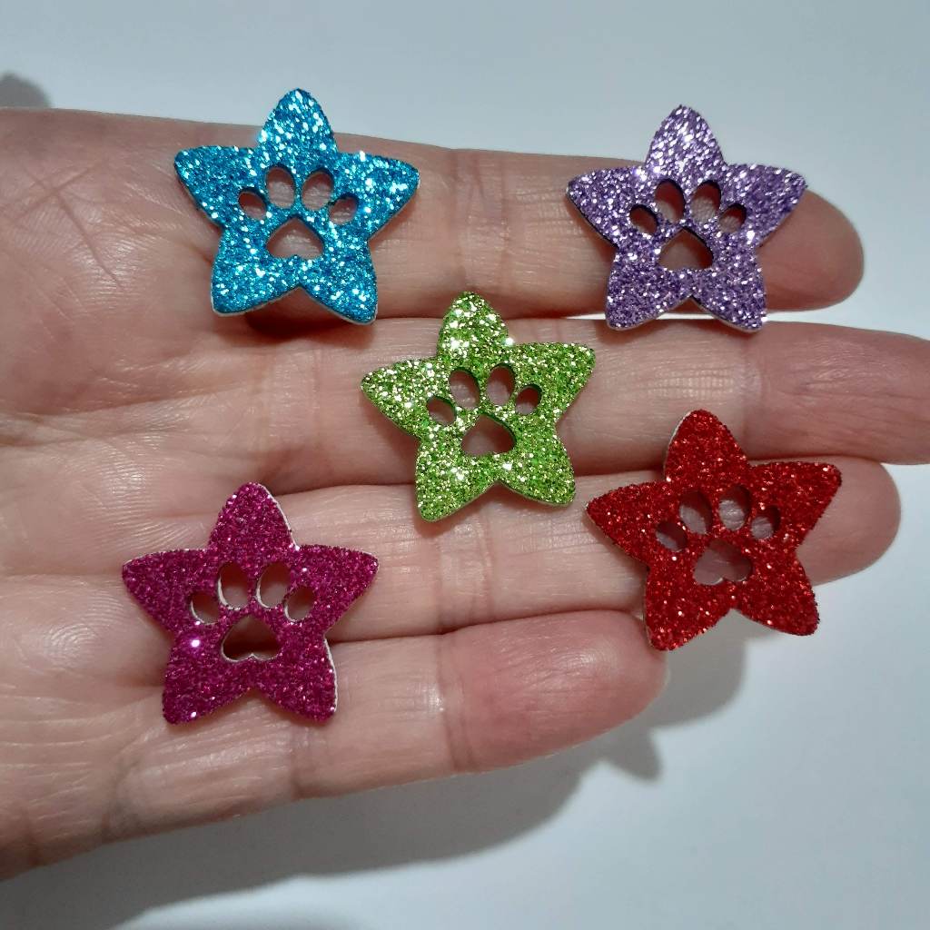 Adesivos Pet Estrela com Patinha Colorida (120 Adesivos)