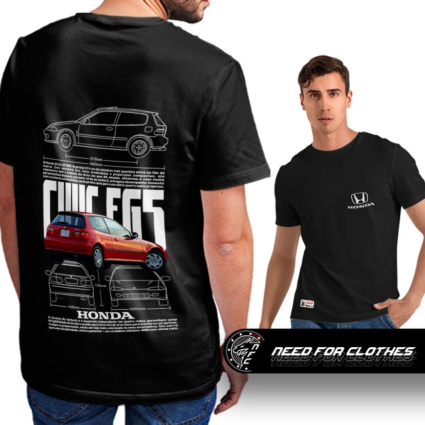 Camiseta Honda Civic EG5 LSi Hatch 1995 JDM Clássico Anos 90 Cultura Automotiva
