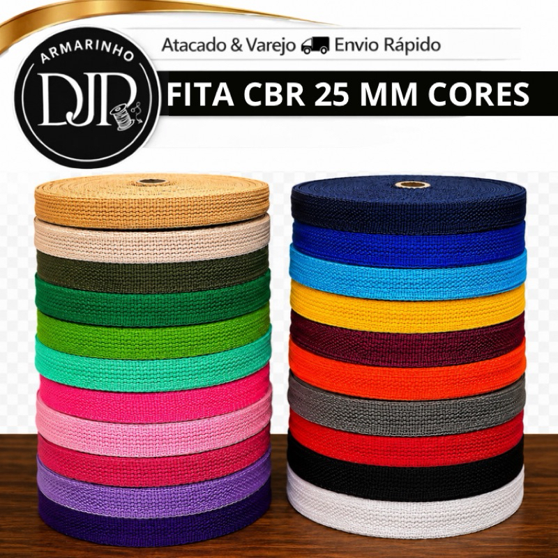 Fita de Nylon Alças para Bolsas CBR  25 mm cores Cadarços