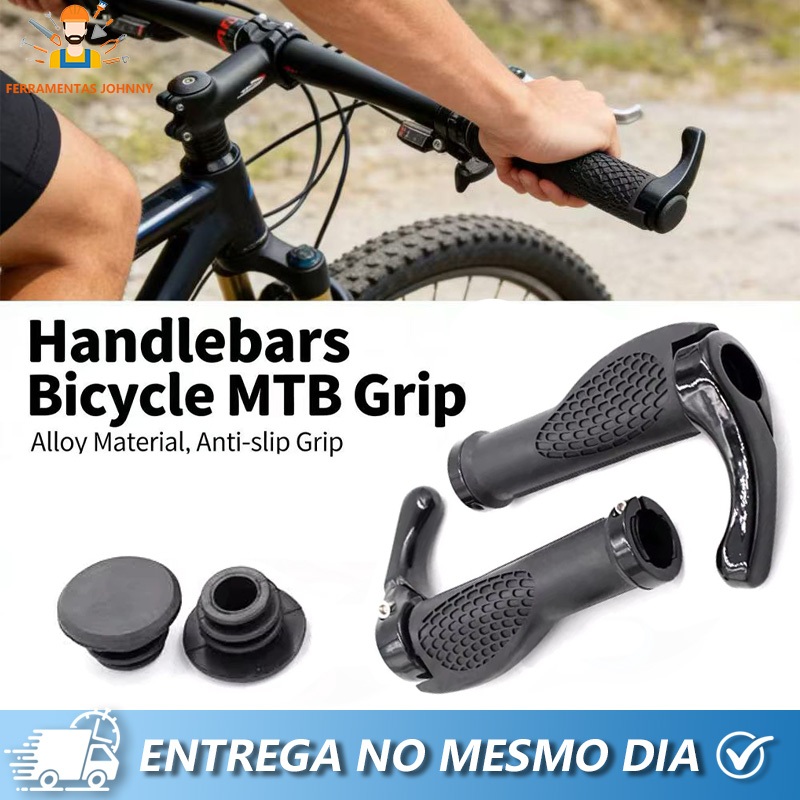 Par Bar End Manopla Anatomica Guidão Bike Bicicleta Preto Ciclismo Mtb