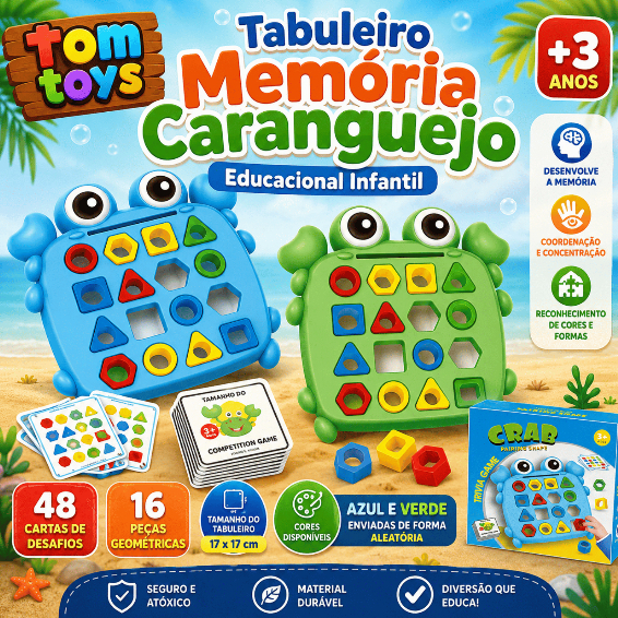 Jogo Interativo Caranguejo Memória Encaixe Infantil