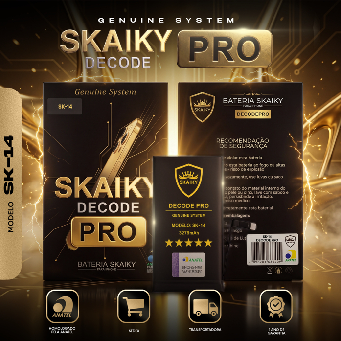 Bateria Skaiky DECODE PRO Compatível Com iPhone 14 Peça Genuína 1 Ano de Garantia Homologada Anatel