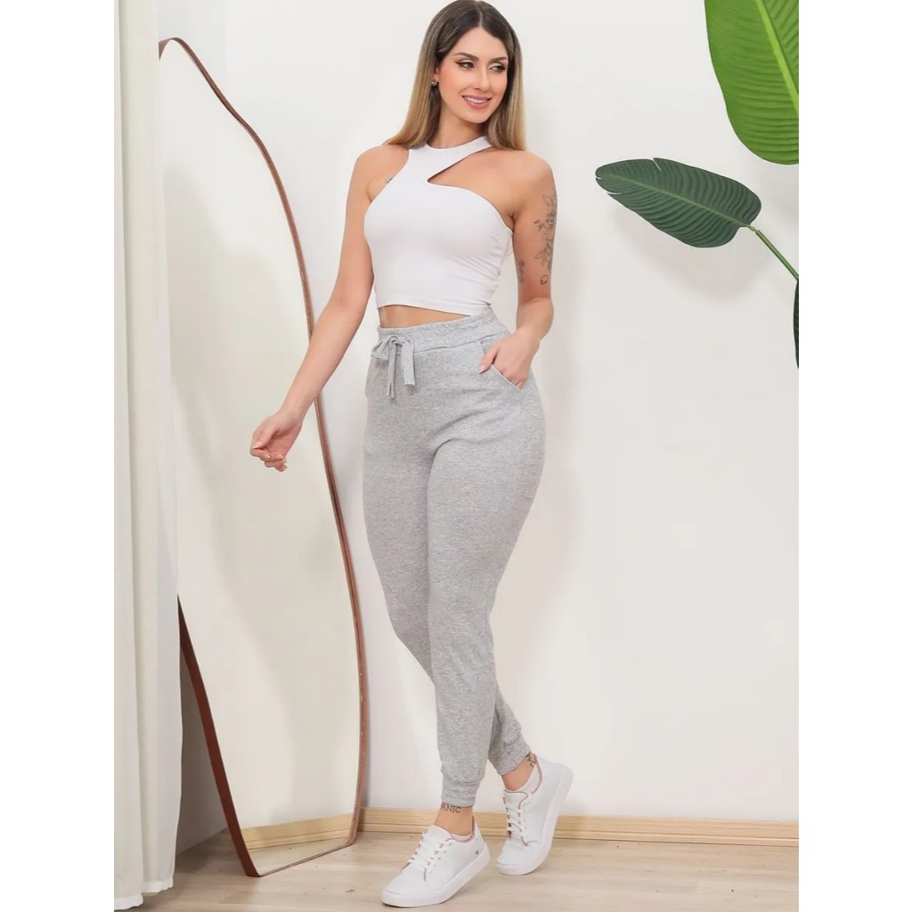 Calça Jogguer Feminina Lanzinha Quentinha C/ Elástico Roupa de Frio
