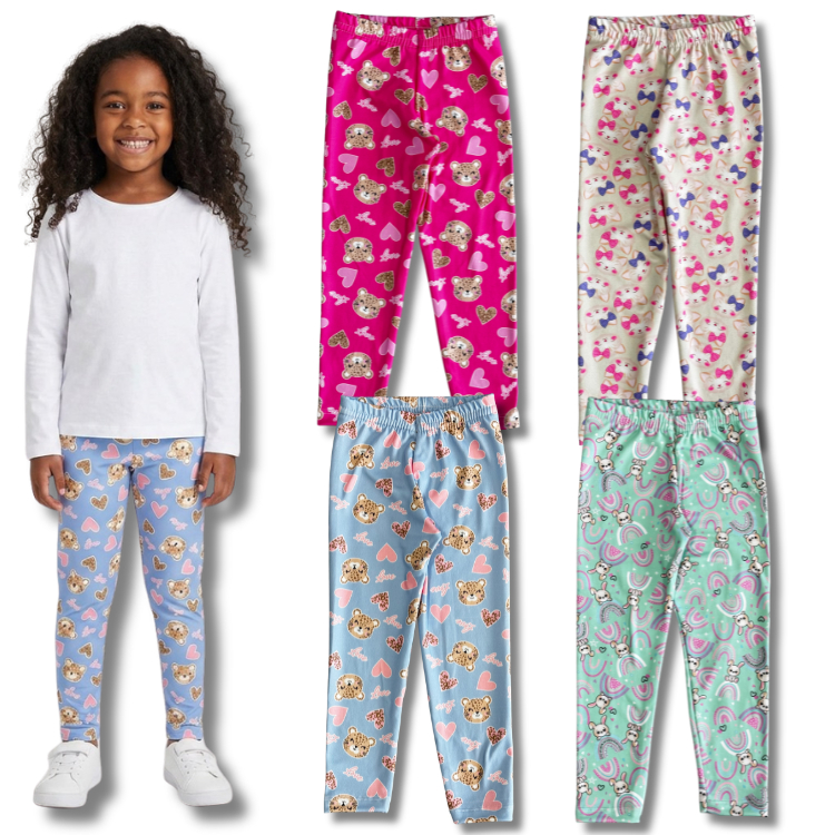 Kit 3 Calça Legging Térmica Peluciada Estampada Menina/Feminina Infantil - Inverno Frio Escolar