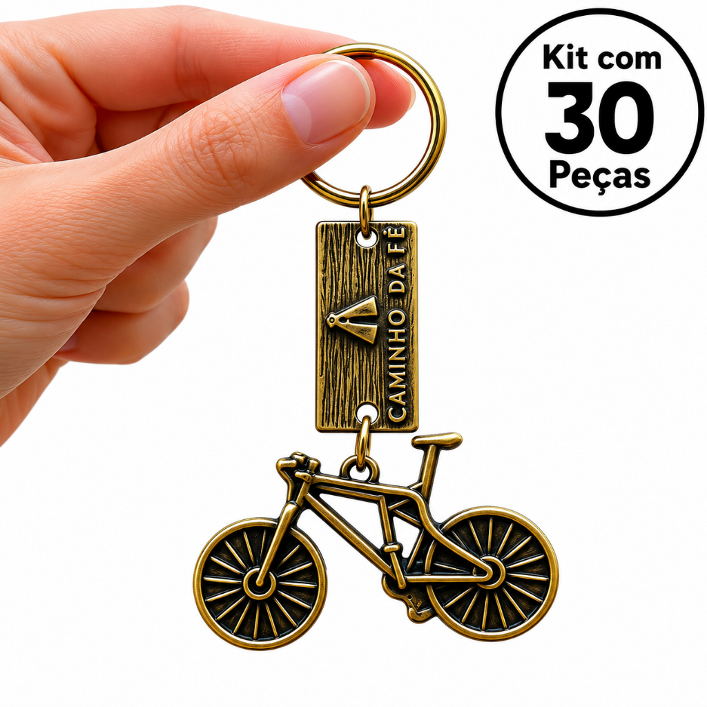 Chaveiro Bicicleta Caminho da Fé Kit com 30 Peças