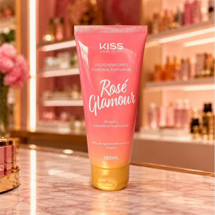 Loção Hidratante Corporal Kiss New York Rosé Glamour 180ml Hidratante Perfumado