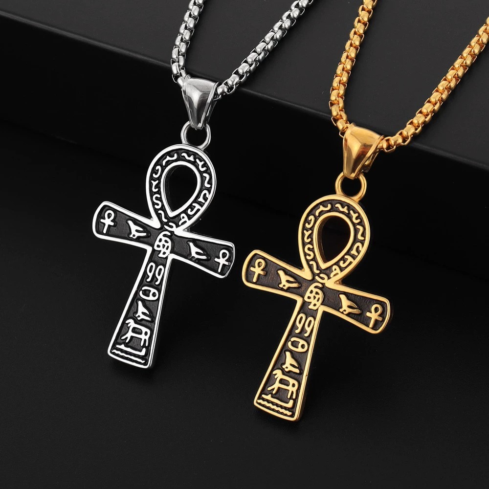 Colar Ankh Egipcio, Corrente + Pingente Cruz, Cruz Ansata Egípcia, Egito Antigo