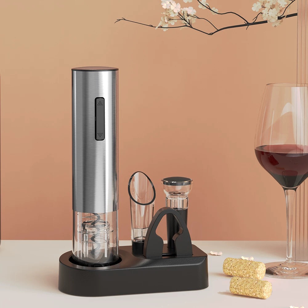 Abridor de Vinho Elétrico Automático Rolhas Recarregável Kit 6