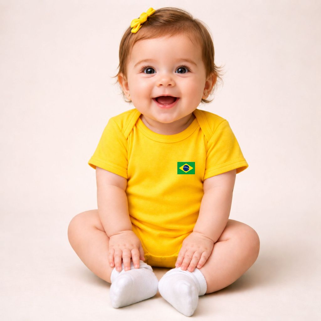 Body Bebê Infantil Unissex Bandeira do Brasil Copa do Mundo Seleção Brasileira Rumo ao Hexa Brasil Times de Futebol