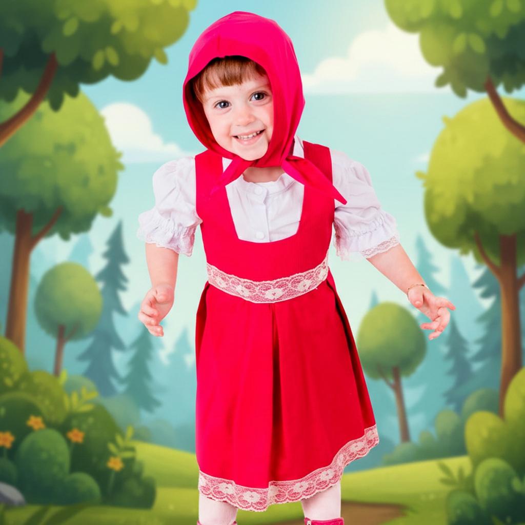 FANTASIA MARSHA MASHA VERÃO VESTIDO INFANTIL PROMOÇÃO (1, 2 e 6 anos)