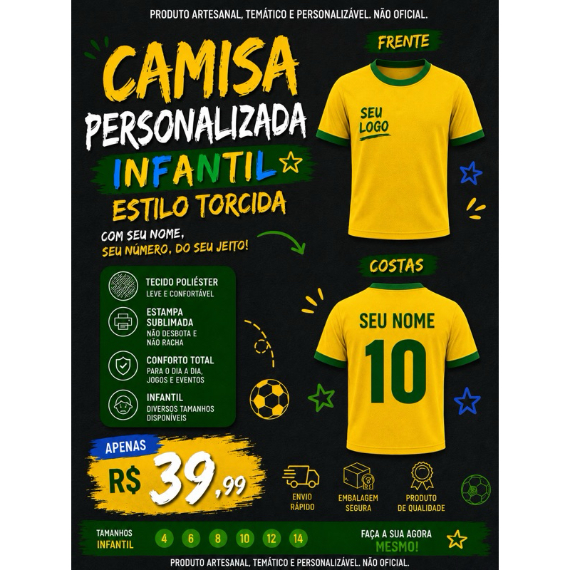 camisa personalizada verde e amarela _estilo futebol