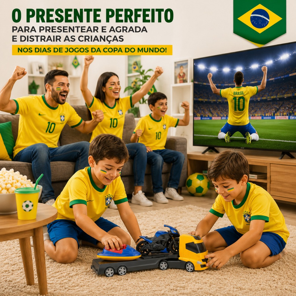 Caminhão Trans Sport Radical– Perfeito Para Presentear, Agrada e Distrair as Crianças nos dias de jogos da Copa