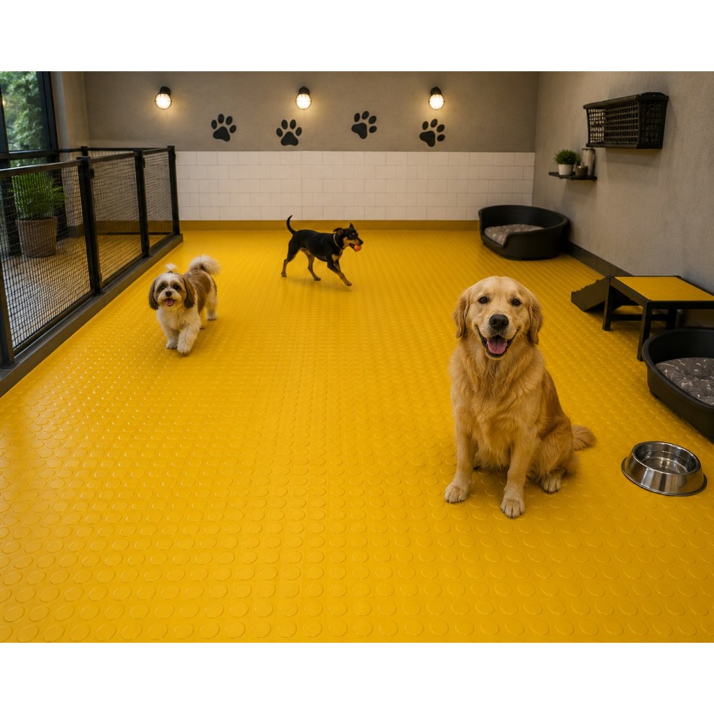 Piso Moeda Amarelo De 3mm - Rolo De 4m x 80cm Antiderrapante Playgound Academia Escada Rampa
