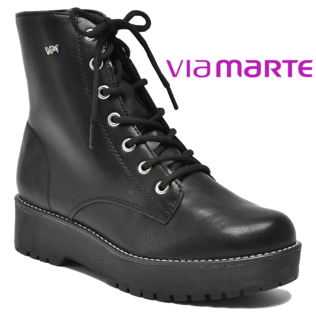 Via Marte Bota Coturno Feminino Salto Grosso Tratorado Original