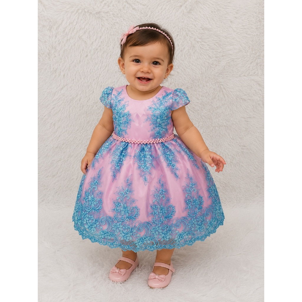 Vestido Luxo Infantil Princesa Realeza Aniversario vestido com renda daminha jardim encantado Promoção
