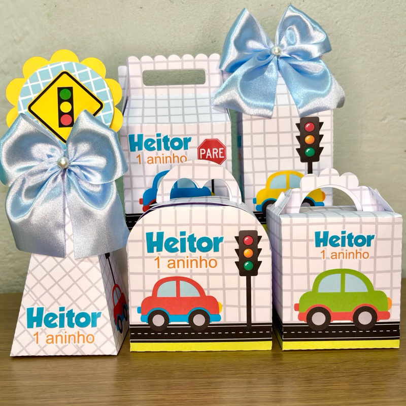 Kit Personalizados Carrinhos / Carros - Caixinhas Personalizados - Lembrancinha Menino - PEGUE E MONTE