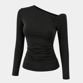 Blusa Manga Longa  Assimétrica Moda Gringa Suplex Modelador Tendência Outono Inverno