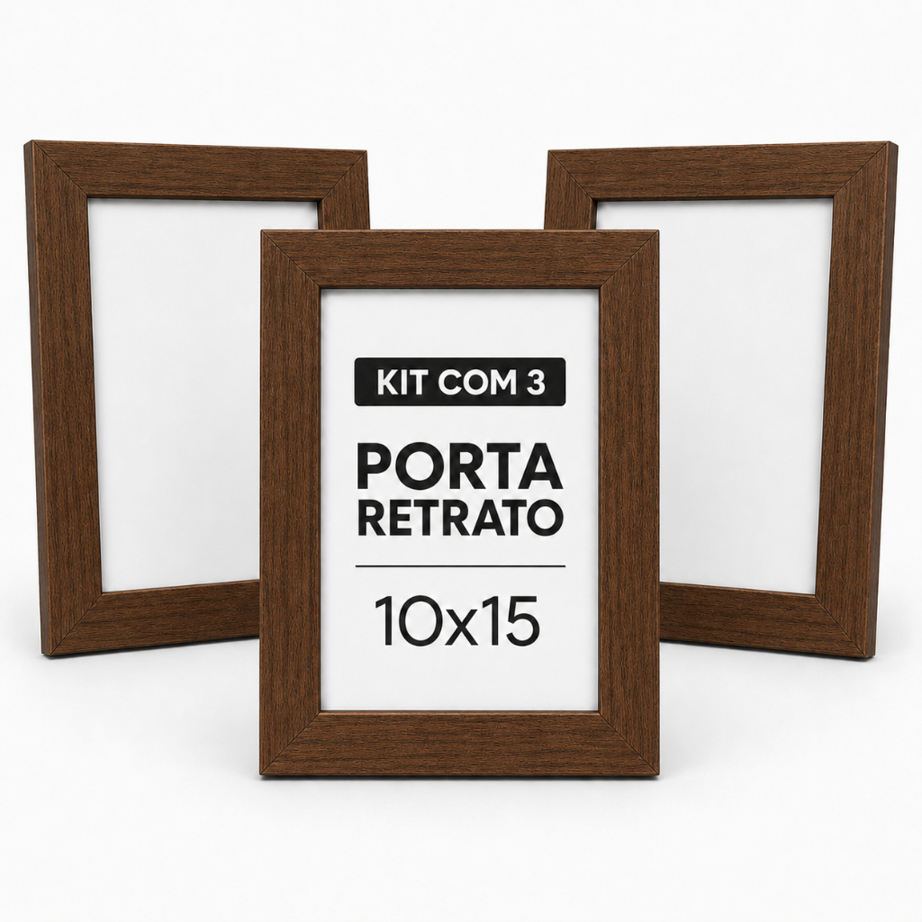 Kit 3 Porta Retratos Com Molduras 10x15cm Frente em Vidro e Fundo com Suporte Para Fotos Sala Quarto Casamentos · foto 2
