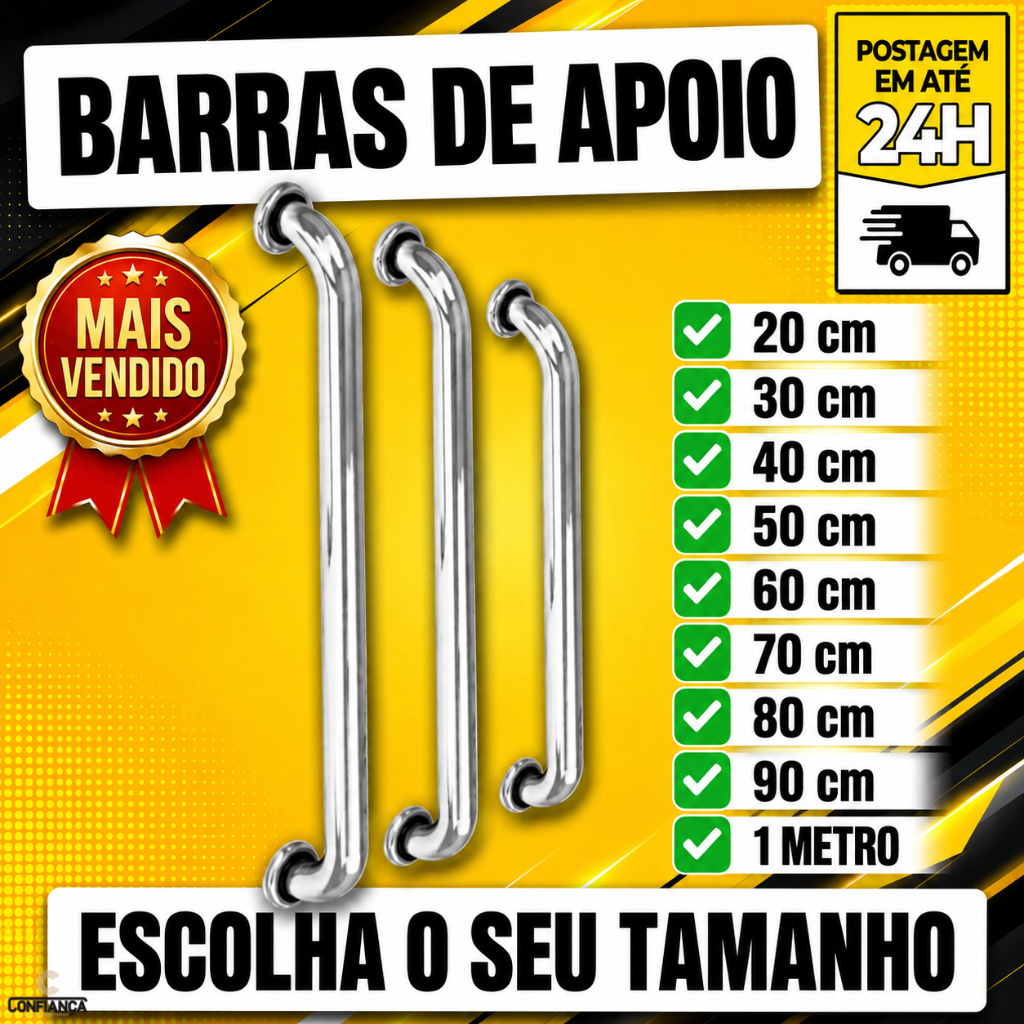 Barra De Apoio Para Banheiro Corrimão Segurança Idoso Acessibilidade Cadeirante Alça de Apoio