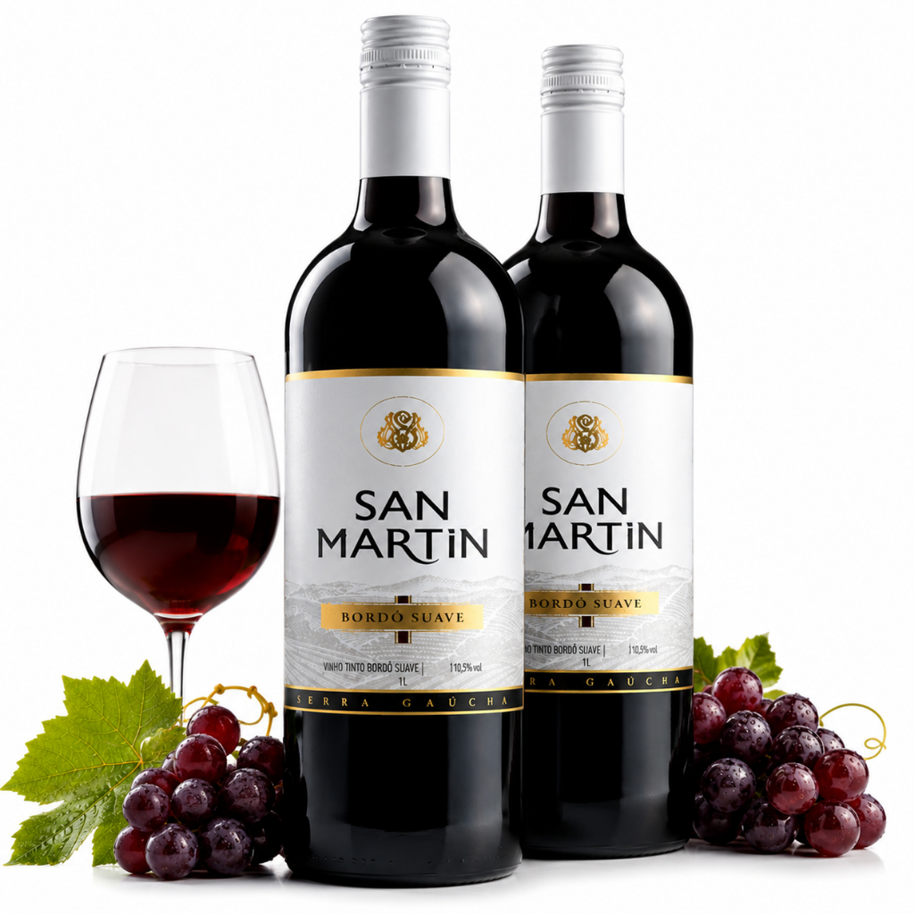 Kit 2 Unidades Vinho Tinto Bordo Suave San Martin 1lt