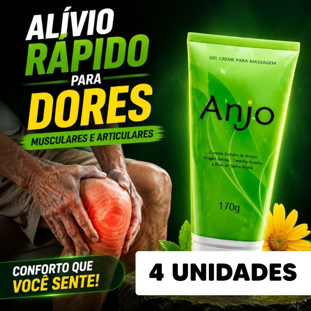 Kit 4 Pomada Anjo Massageadora Para Alivio Pernas Costas Relaxante Extrato Ervas Milenares