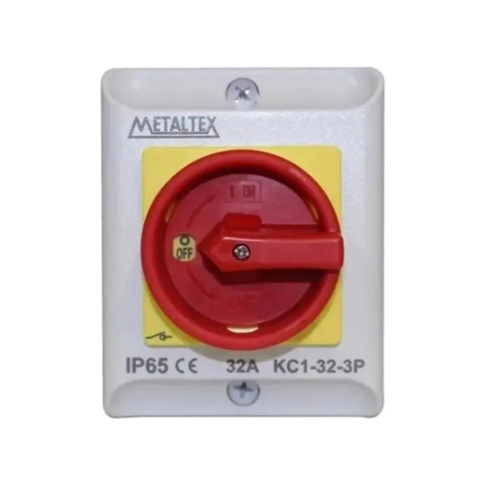 Chave Seccionadora Tripolar 32A Caixa IP65 Metaltex Rotativa