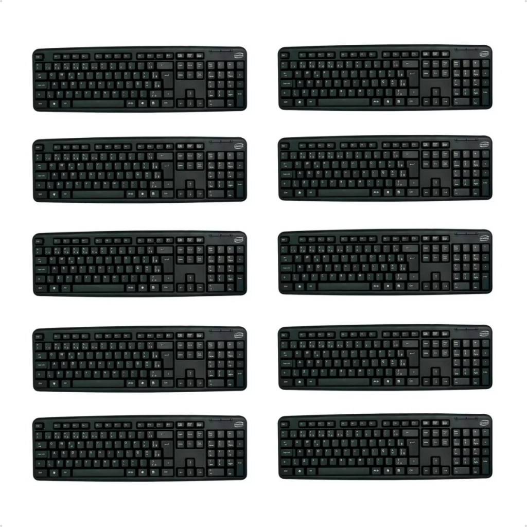 Kit 10 Teclados Tc308 Usb Qwerty Português Brasil PC Notebook Padrão ABNT2 107 Teclas