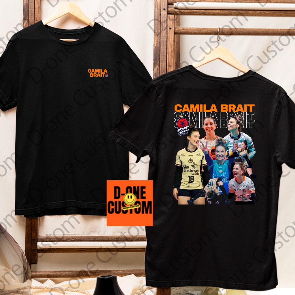 Camisa Camiseta Camila Brait Colorido Fotos e Logo Unissex Esporte Volei Jogadora