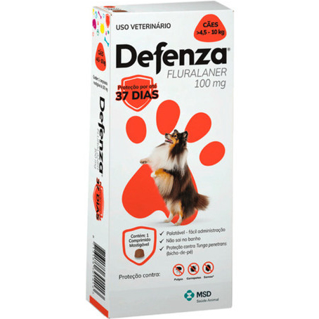 Antipulgas Carrapatos E Sarnas Defenza 100mg Cães 4,5 A 10kg
