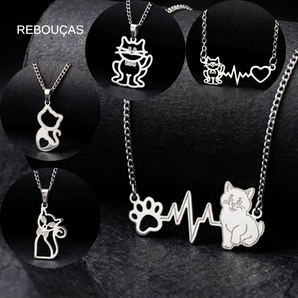 Rebouças Store Colar Feminino Aço Inox Gato Gatinho Gata Gatinha Não Escurece Ref.: 01190524