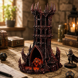 Torre de Dados Obsidian Citadel Dice Tower RPG D&D Dual Color - Porta Dados Medieval Gótico