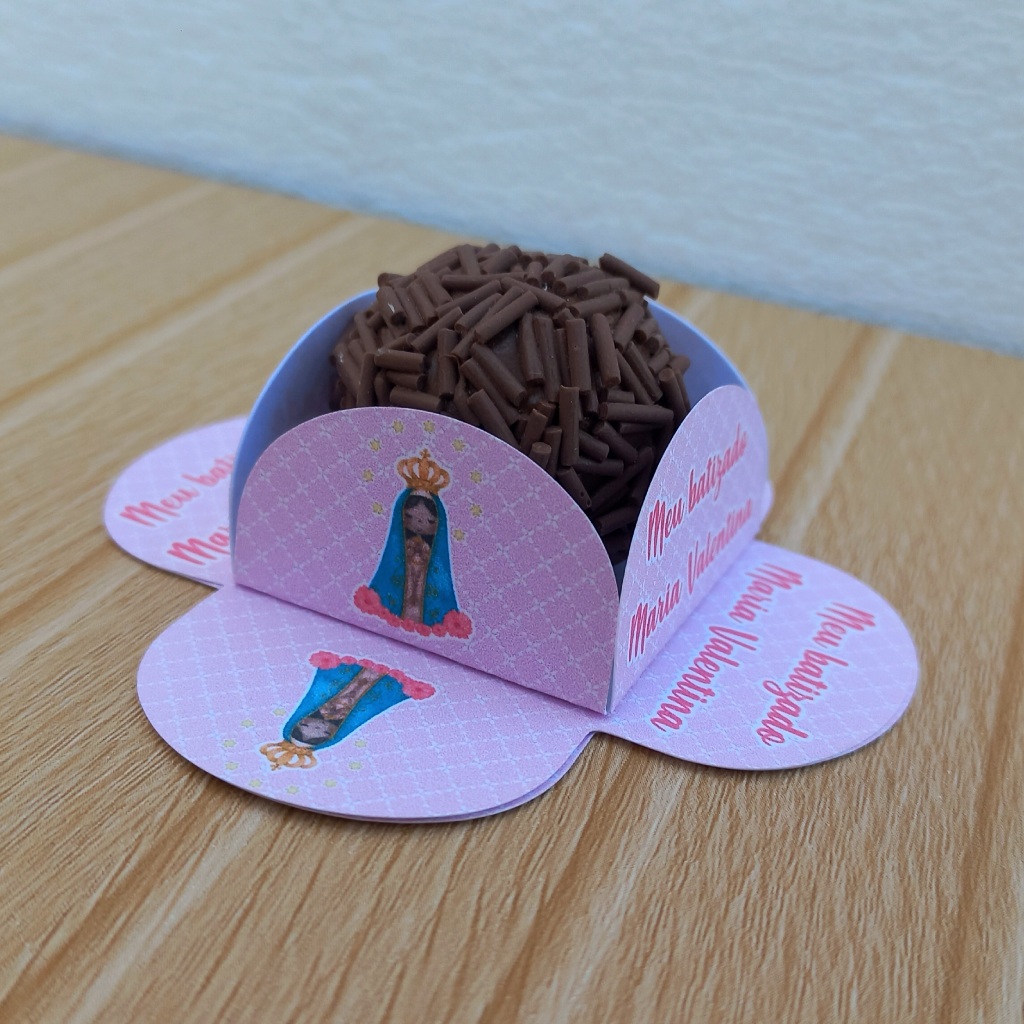 Forminha de Doce Brigadeiro Personalizada Nossa Senhora Aparecida- 4 pétalas / Festa de aniversário / Lembrancinha