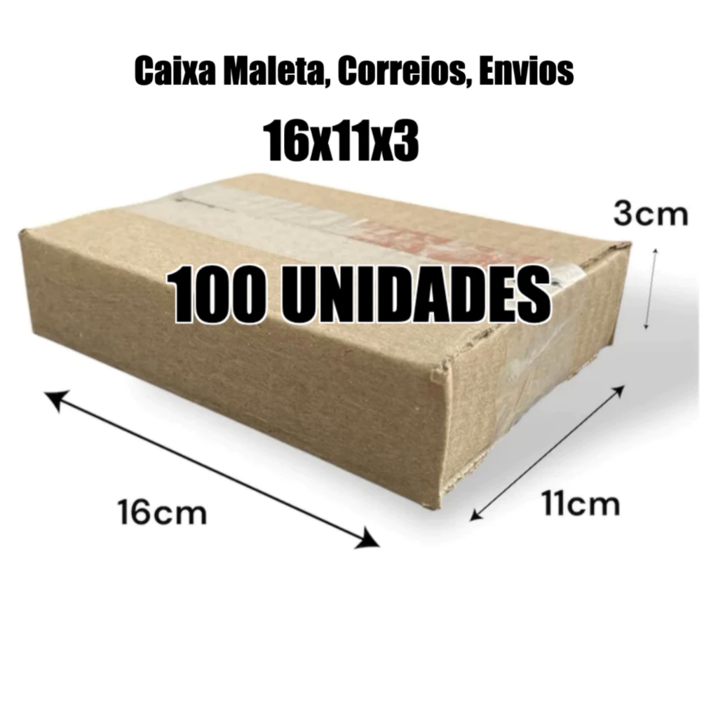 100 Caixas de Papelão 16x11x3 Embalagem Pequena Correios Ecommerce