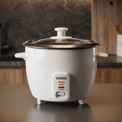 Panela Arroz Elétrica 1,3 litros Startools Branca 220V 127V Antiaderente Vapor Legumes Tampa Vidro
